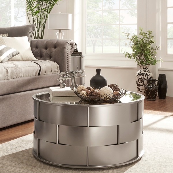 Leather Coffee Table A Collection By, Abbyson Living Havana Round Leather Coffee Table