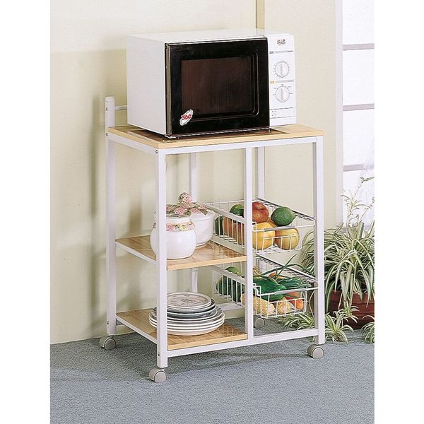Coaster Company White/ Natural Wood 2-Shelf Kitchen Cart