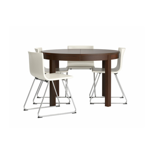 BJURSTA / BERNHARD dining set with adjustable table size, in brown and white