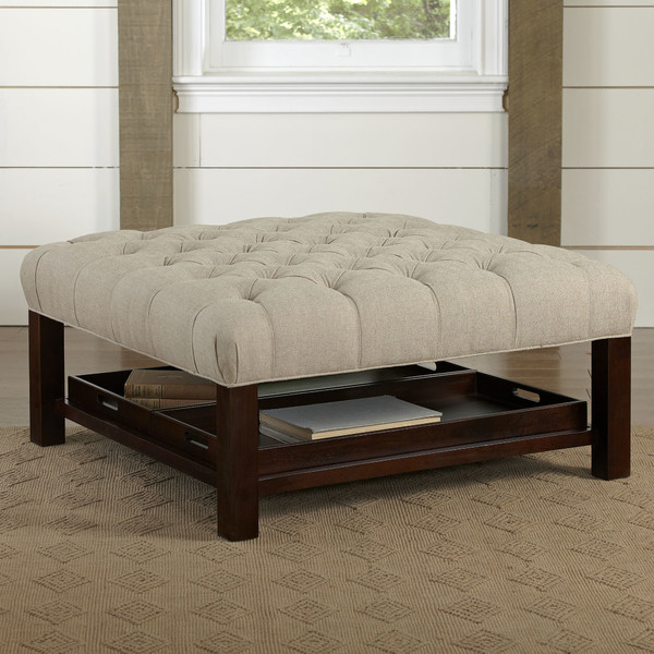 Traditional wide deeply tufted Ottoman
