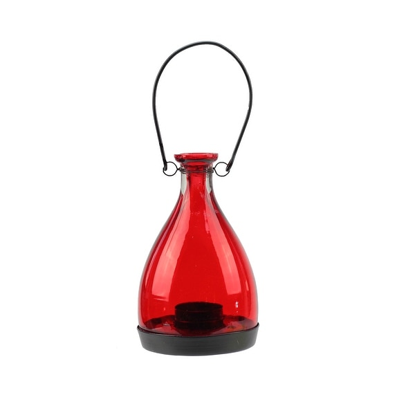 Transparent Red Glass Bottle Tea Light Candle Lantern