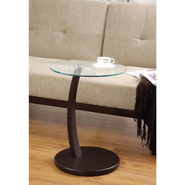Cappuccino Bentwood Accent Table with Tempered Glass