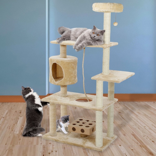 Deluxe Playground Cat Tree House with Cat-IQ Busy Box and Rope