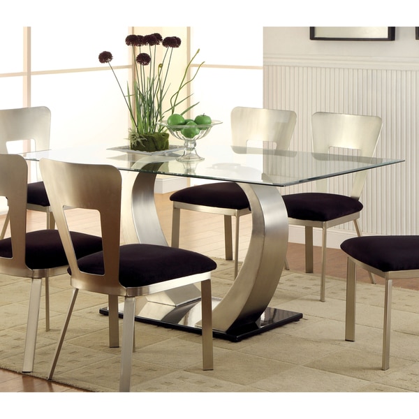 Sculpture II Contemporary Glass Top Dining Table