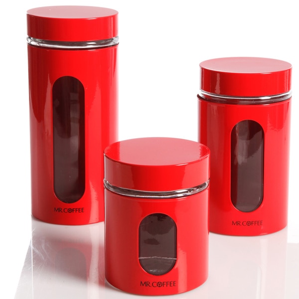 3 Piece Red Canister Set