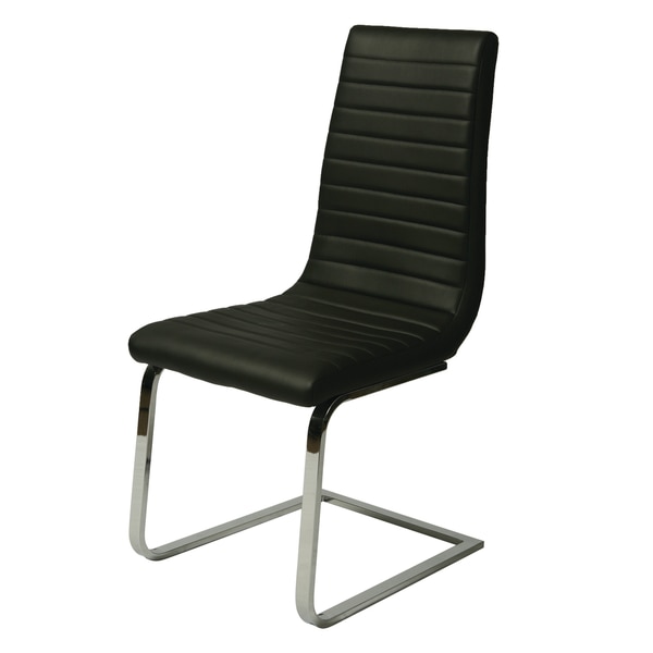 Skyline Chrome Finished Steel and Black Polyurethane Side Chair