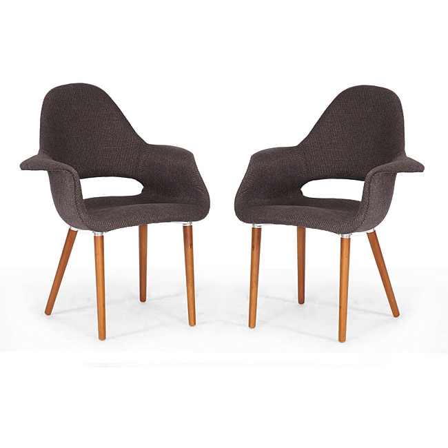 Forza Brown Fabric Mid-Century Modern Arm Chairs (Set of 2)
