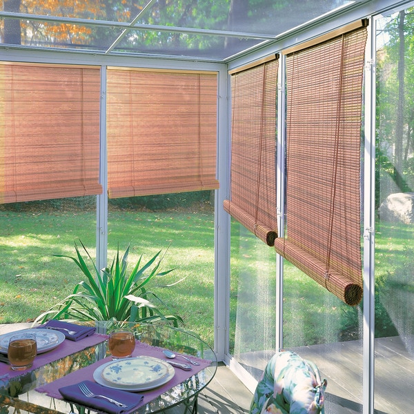  Woodgrain Indoor/Outdoor 1/4 inch Rollup Blind
