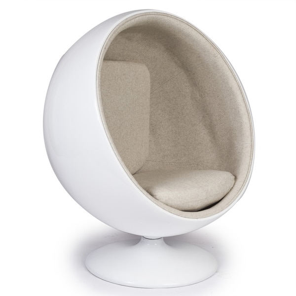 Kardiel Modern Ball Chair, Fiberglass/Fabric Midcentury Modern