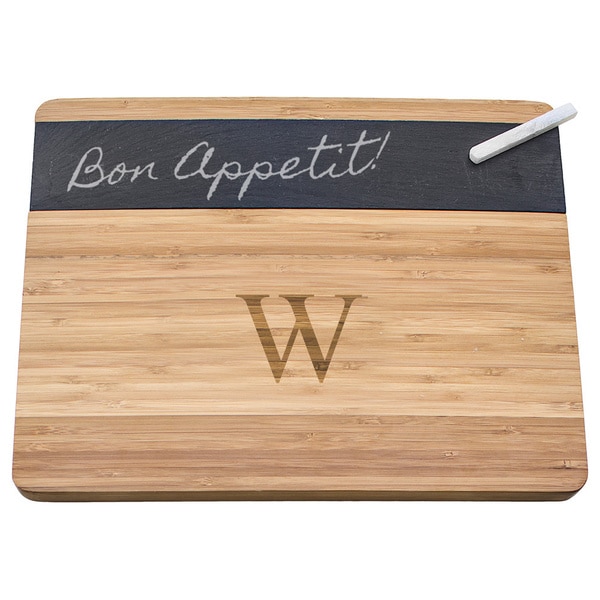 Personalized Bamboo and Slate Cheese Board