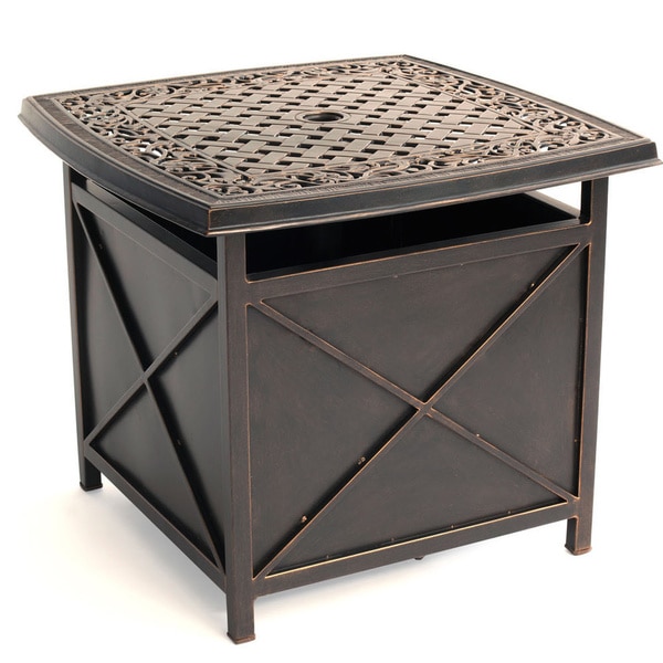 Hanover Outdoor Traditions TRADUMBTBL Cast-top Side Table and Umbrella Stand
