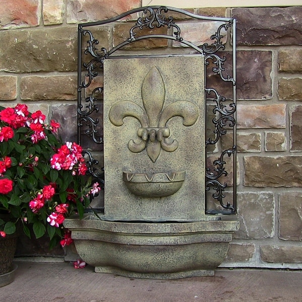 Sunnydaze French Lily Solar Outdoor Wall Fountain, Multiple Colors