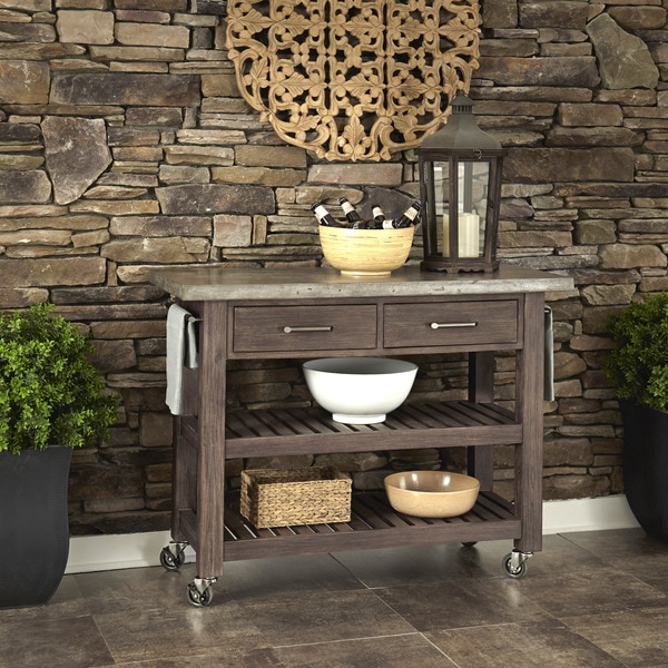 Home Styles Concrete Chic Weathered Brown Kitchen Cart