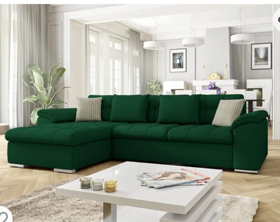 An emerald green sofa,soft and not shabby but cute