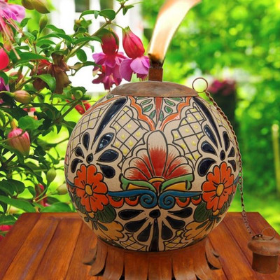 Mexican Clay Pottery Oil Lamp 
