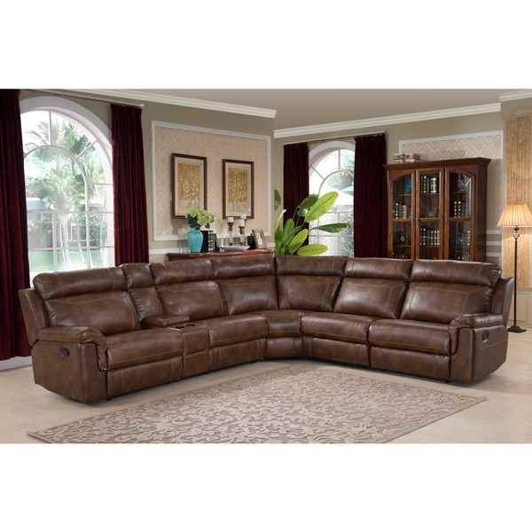 Large 6-piece Family Sectional with 3 Reclining Seats and Storage Console