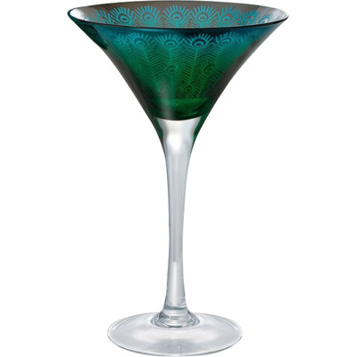 Peacock Martini Glass Artisan Mouth Blown
