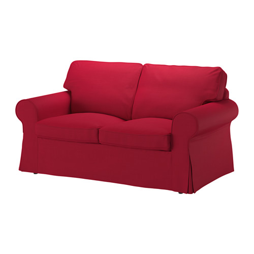 Ektorp red loveseat with rolled arms