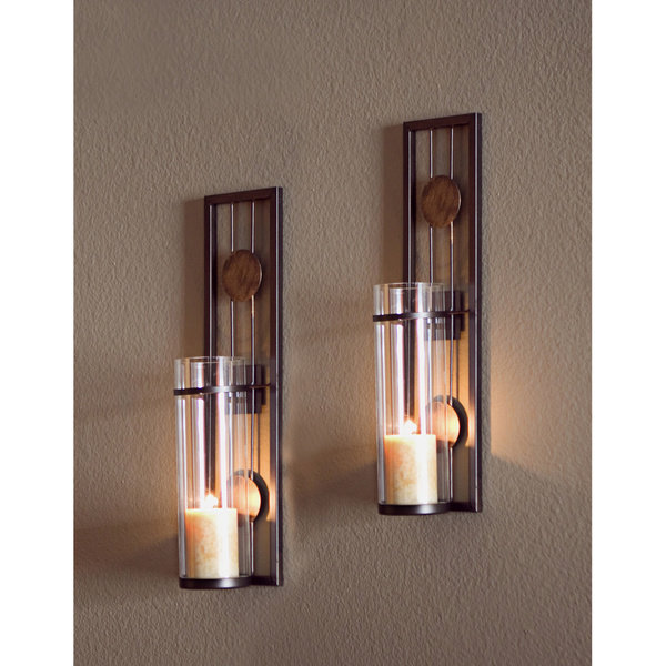 Iron and Glass Wall Sconce (Set of 2)
