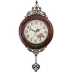 Wooden Wall Clock with Swinging Pendulum