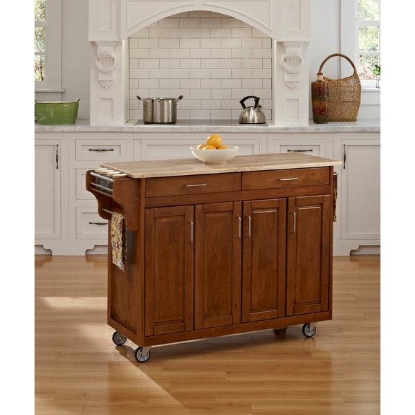 Home Styles Cottage Oak Finish with Wood Top Create-a-Cart