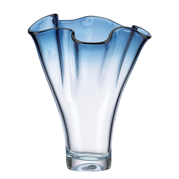  Ruffle Blue Hue Crystal Vase