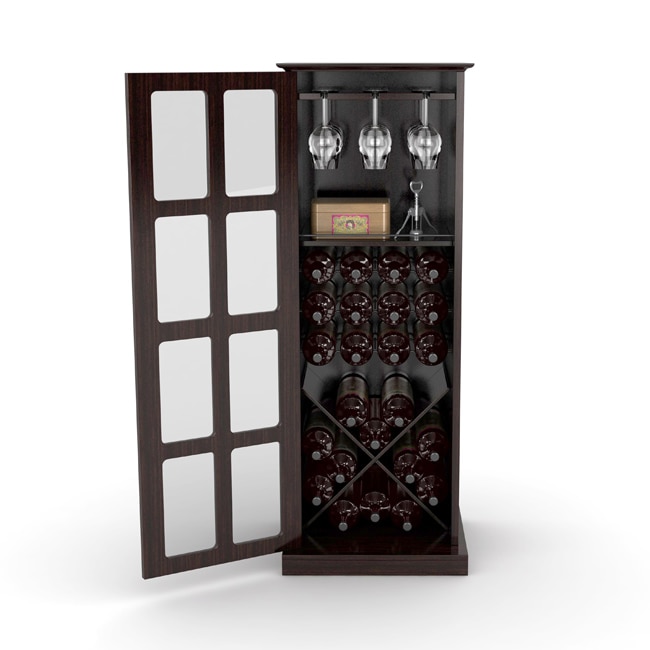 DarLiving Espresso Windowpane 24-bottle Wine Cabinet