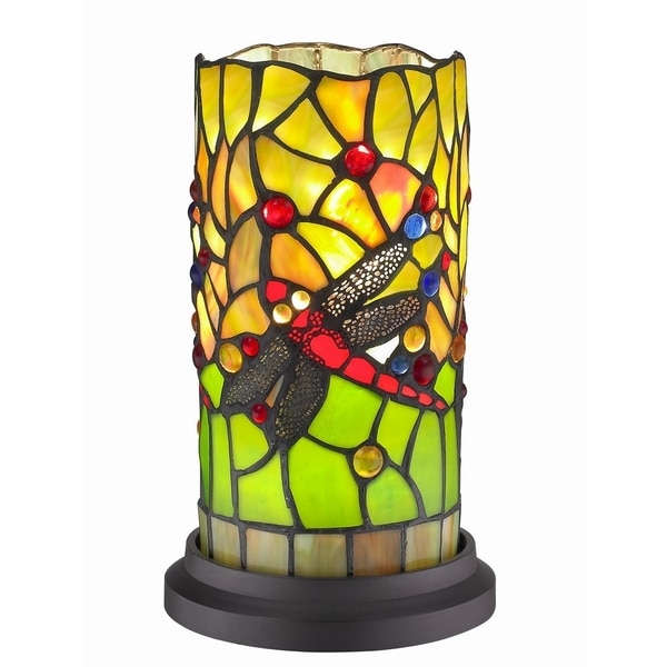 Dragonfly Handcrafted Stained Glass Tiffany Style Mini Table Lamp