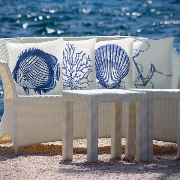 Blue Sea Print Indoor/Outdoor Decorative Throw Pillow