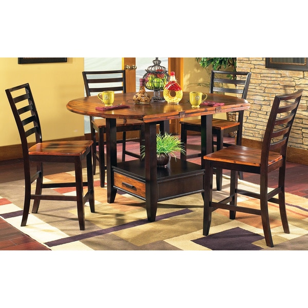 Acacia 5-piece Counter Height Lazy Susan and Storage Dining Set