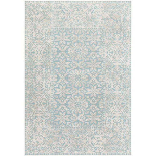 Paisley Indian patterned cool blue rug