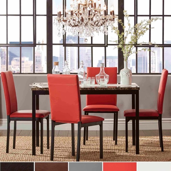 Faux Marble Top Metal 5-piece Casual Dining Set