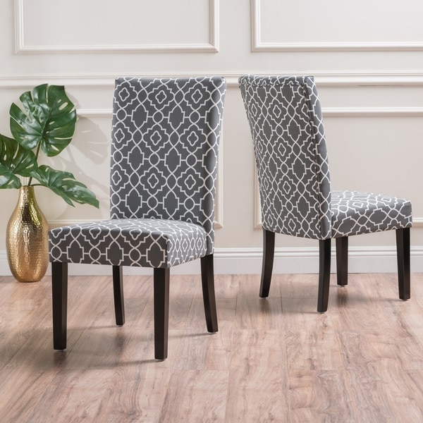 Jami Geometric Patterned Fabric Dining Chair