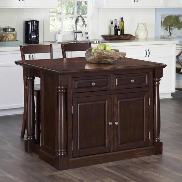 Home Styles Monarch Kitchen Island and Two Stools