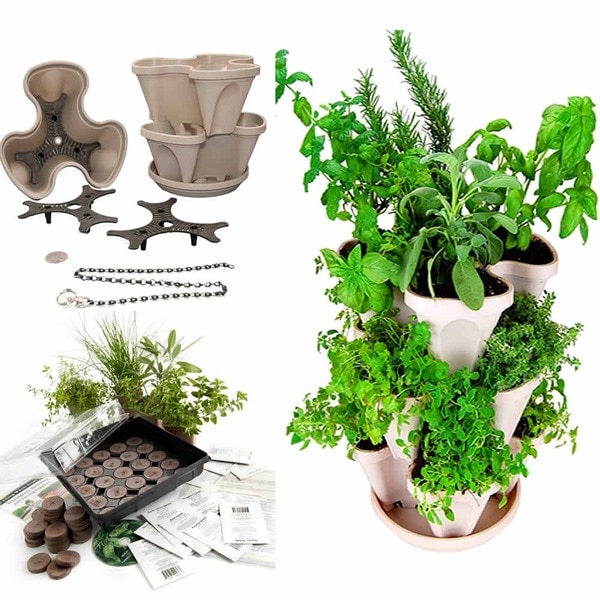 Culinary Herb Garden Starter Kit/ Mini Garden Stacker Self-Watering Planter