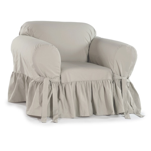 Ruffled Cotton Arm Chair Slipcover