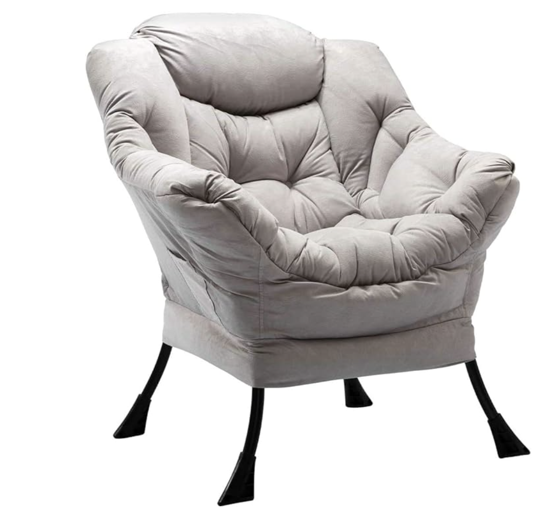 Plush Grey Deep Lazy Chair