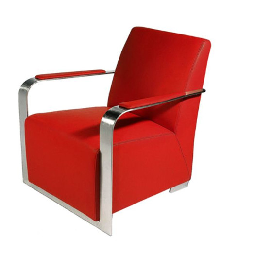 Ariana Leather Arm Chair in Red by Bellini Modern Living