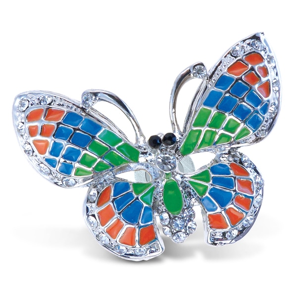 Butterfly Refrigerator Magnet with Multicolored Crystals