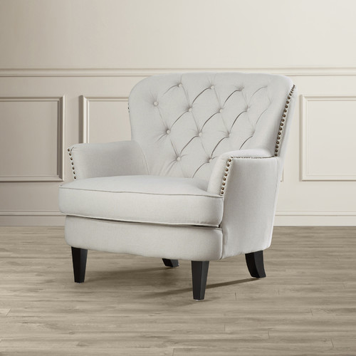 Greene Tufted Upholstered Club Chair in Off White by House Of Hampton
