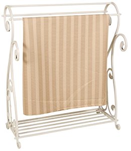 Whitewash Metal Quilt Rack with Shelf