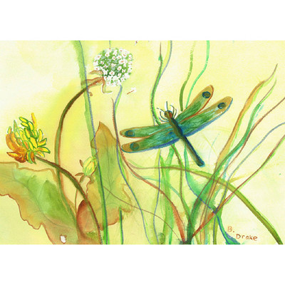 Garden Dragonfly Painting Print on Canvas 