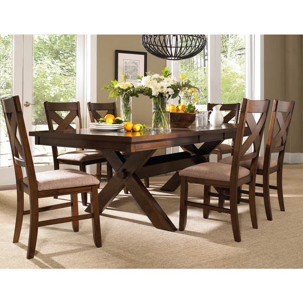 7 Piece Solid Wood Dining Set with Table and 6 Chairs