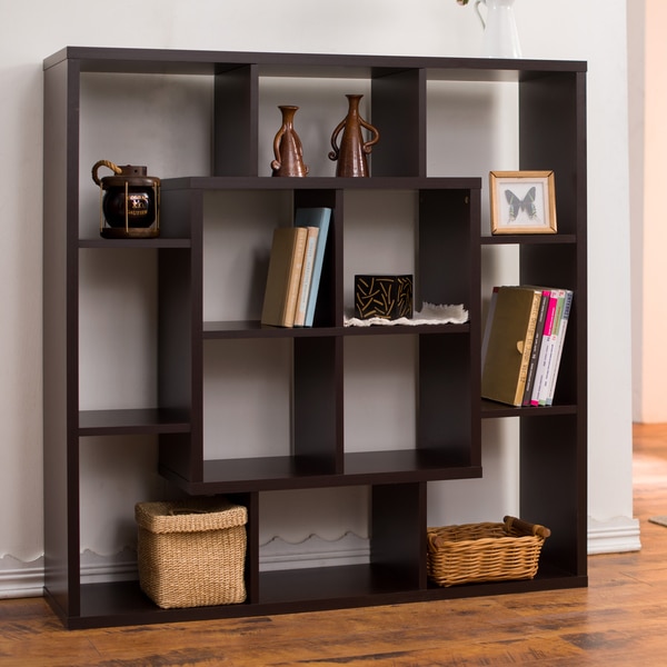 Furniture of America Aydan Modern Square Walnut Bookshelf/Room Divider