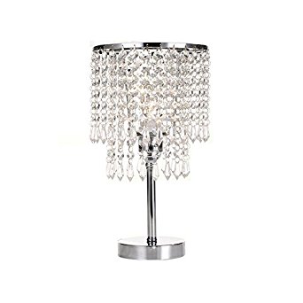 Round Crystal Chandelier Bedroom Nightstand Table Lamp