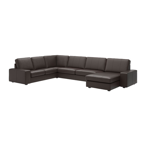 Kivik sectional 6 seater black leather sofa 
