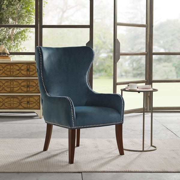 Madison Park Irvine Slate Blue Button Tufted Back Accent Chair
