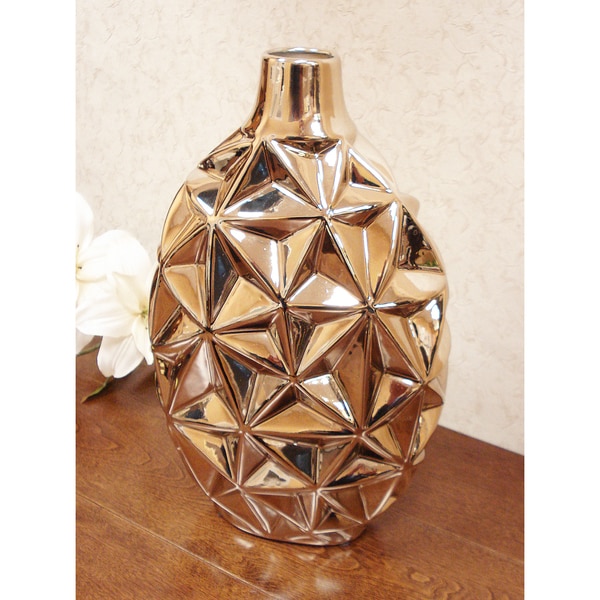 Concordia Collection Gold-tone Ceramic 14-inch Vase