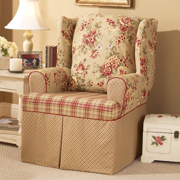 Sure Fit Lexington Taupe Washable Wing Chair Slipcover