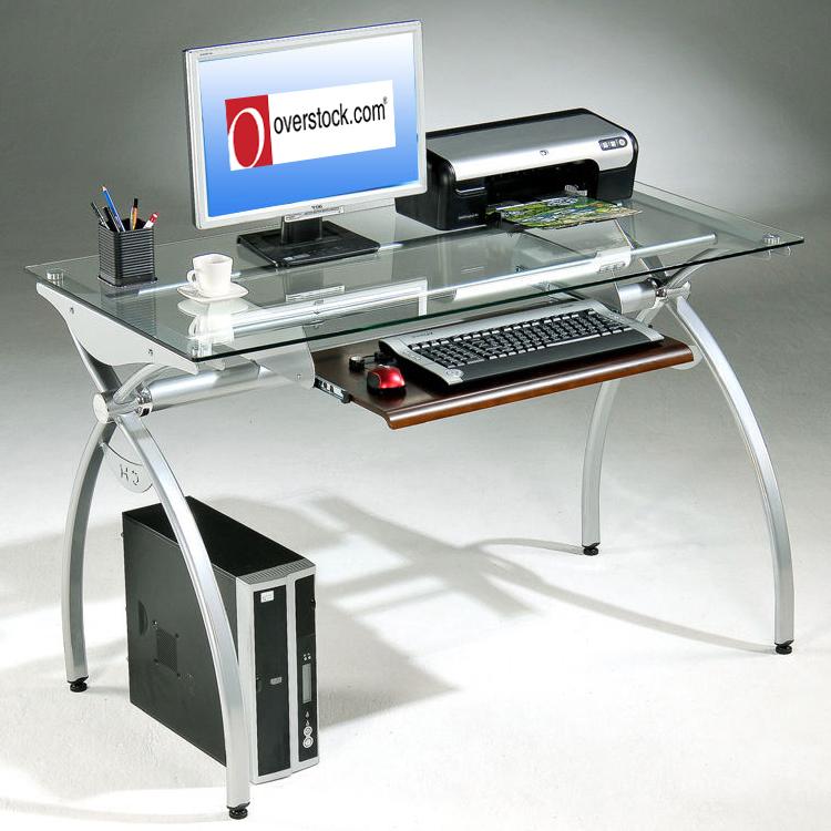Tempered Glass-top Steel Frame Computer Desk